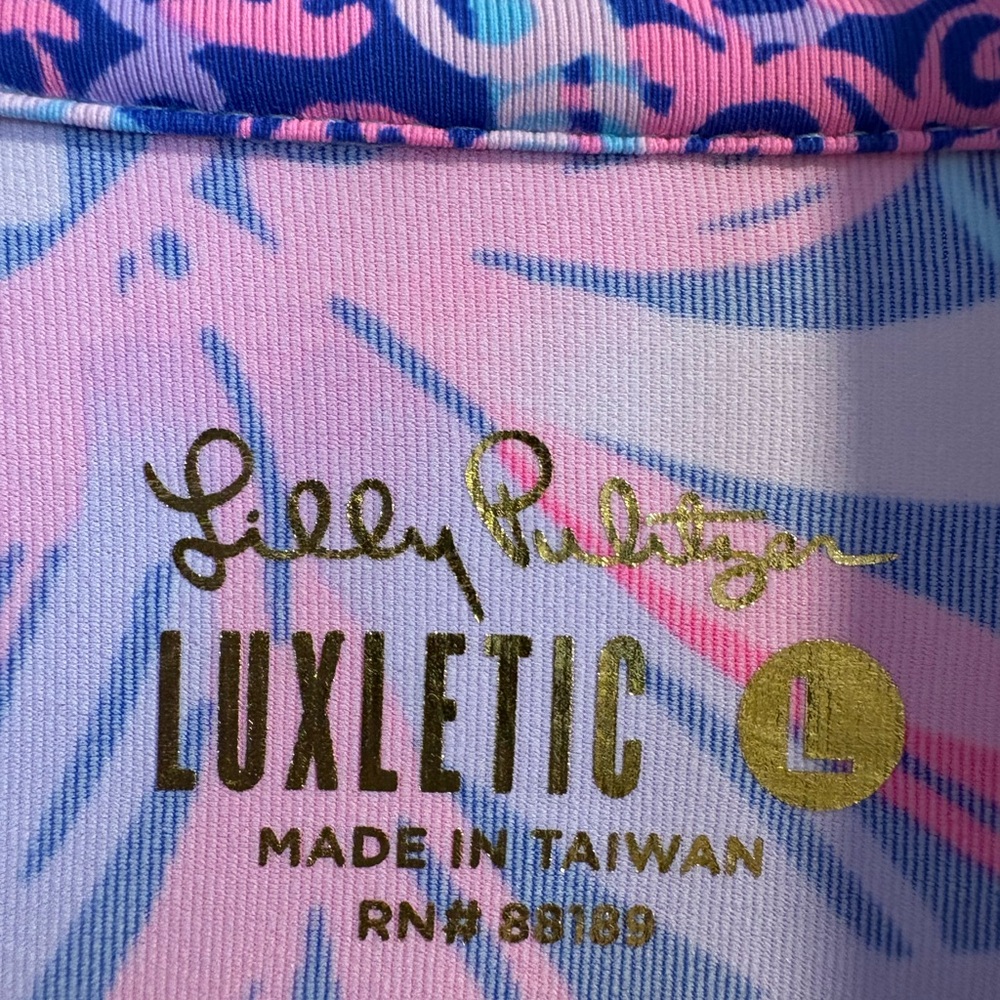 Lilly Pulitzer Pink and Blue Pineapple Print Athletic Top - Picture 3 of 3